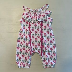 JESSICA SIMPSON. Baby jumper with matching bow. Pink flowers. 0-3 months. GUC.